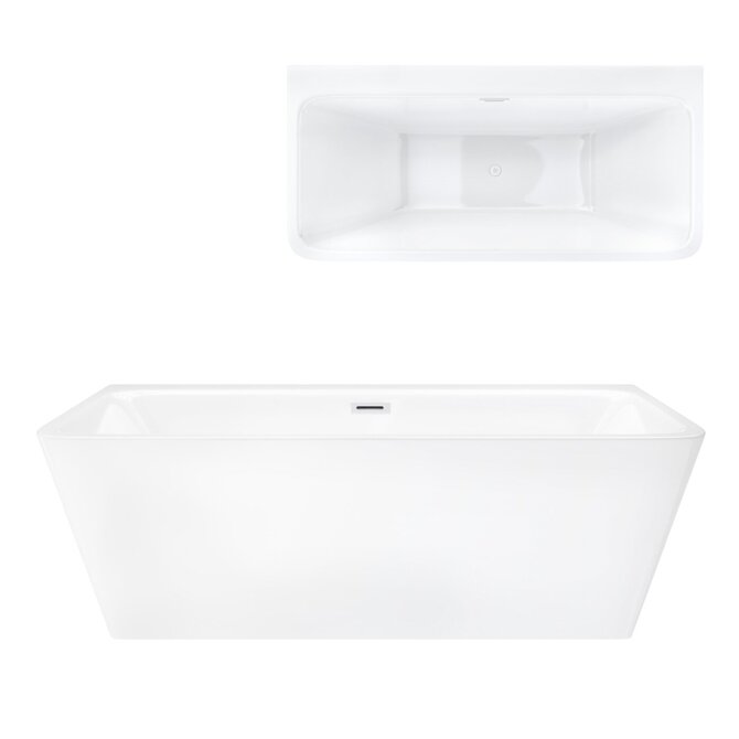 Corsan ISEO 150 x 75 cm wall-mounted freestanding bathtub with wide rim Click-clack plug White