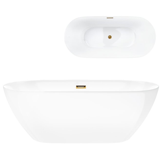 Freestanding bathtub Corsan OLVENA 160 x 76 cm Click-clack plug Gold