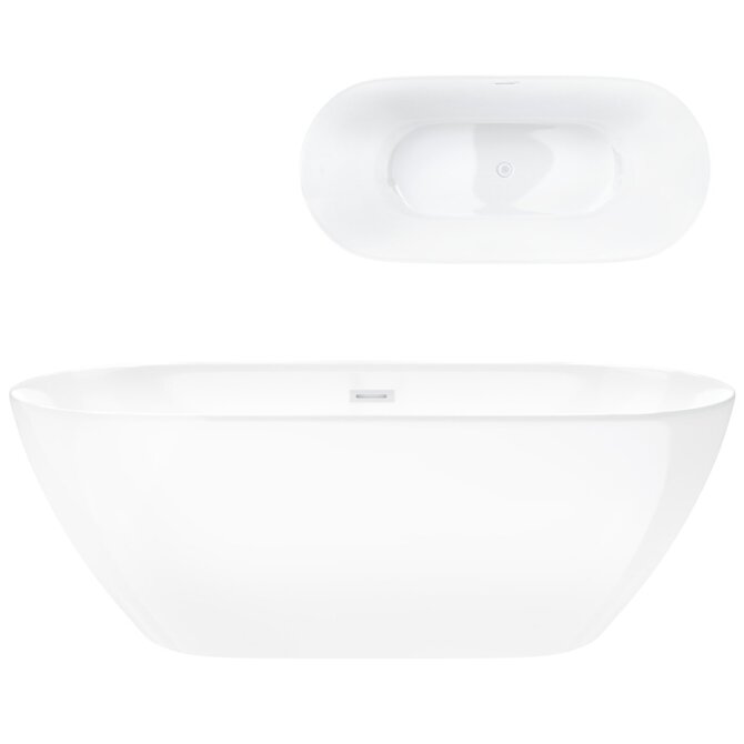 Freestanding bathtub Corsan OLVENA 170 x 75 cm Click-clack plug White