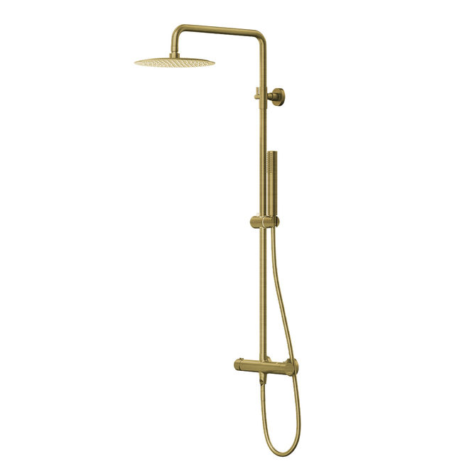 Zestaw natryskowy z termostatem Kolumna Corsan LUGO Deszczownica 25cm Złoto Szczotkowane