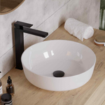 Corsan okrúhle umývadlo na dosku 415x415x135 mm s bielou zátkou Automatická