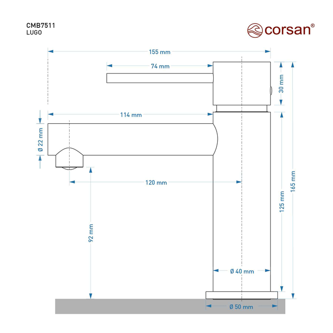 Corsan LUGO CMB7511GM Waschtischarmatur Gebürstetes GunMetal