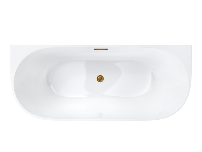 Corsan MONO wall-mounted freestanding bathtub 150 x 74 cm click-clack plug Gold