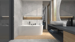 Corsan INTERO freistehende Eckbadewanne 170 x 80 mit breitem Rand Linksmontage Klick-Klack-Stöpsel Graphit/GunMetal