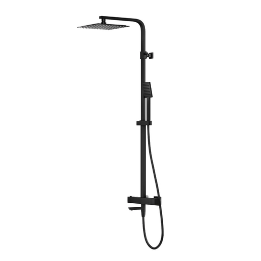Shower set with thermostat Corsan ANGO column Rain shower 25cm Swivel spout Black