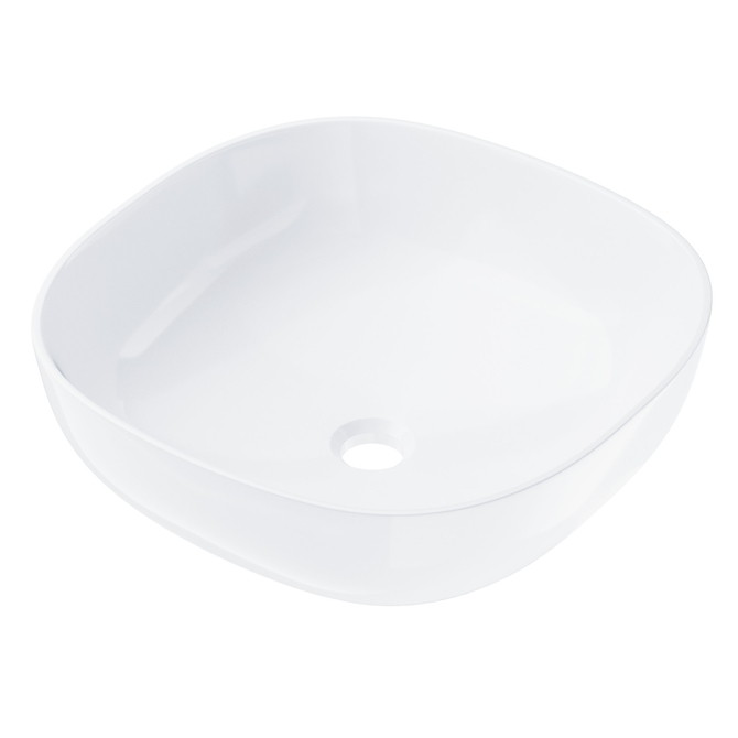 Čtvercové umyvadlo Corsan na desku 420x420x145 mm s chromovou zátkou