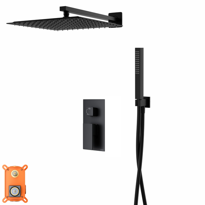 Sprchová súprava Corsan Ango čierna s 30 cm dažďovou sprchou, zmiešavačom a ručným ovládaním